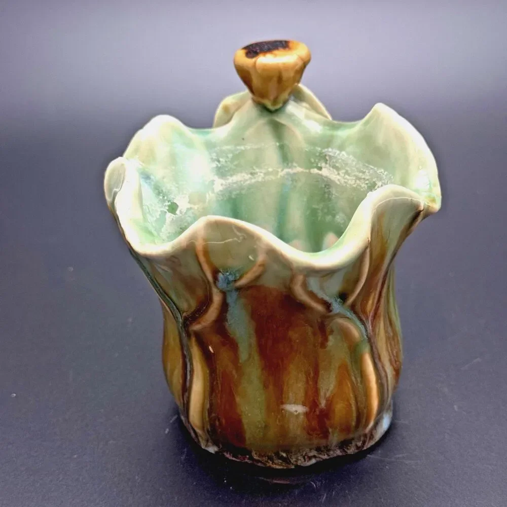 Planter Vase Art Pottery Frog Drip Glaze Coastal Studio Ceramic Sculptural Decor